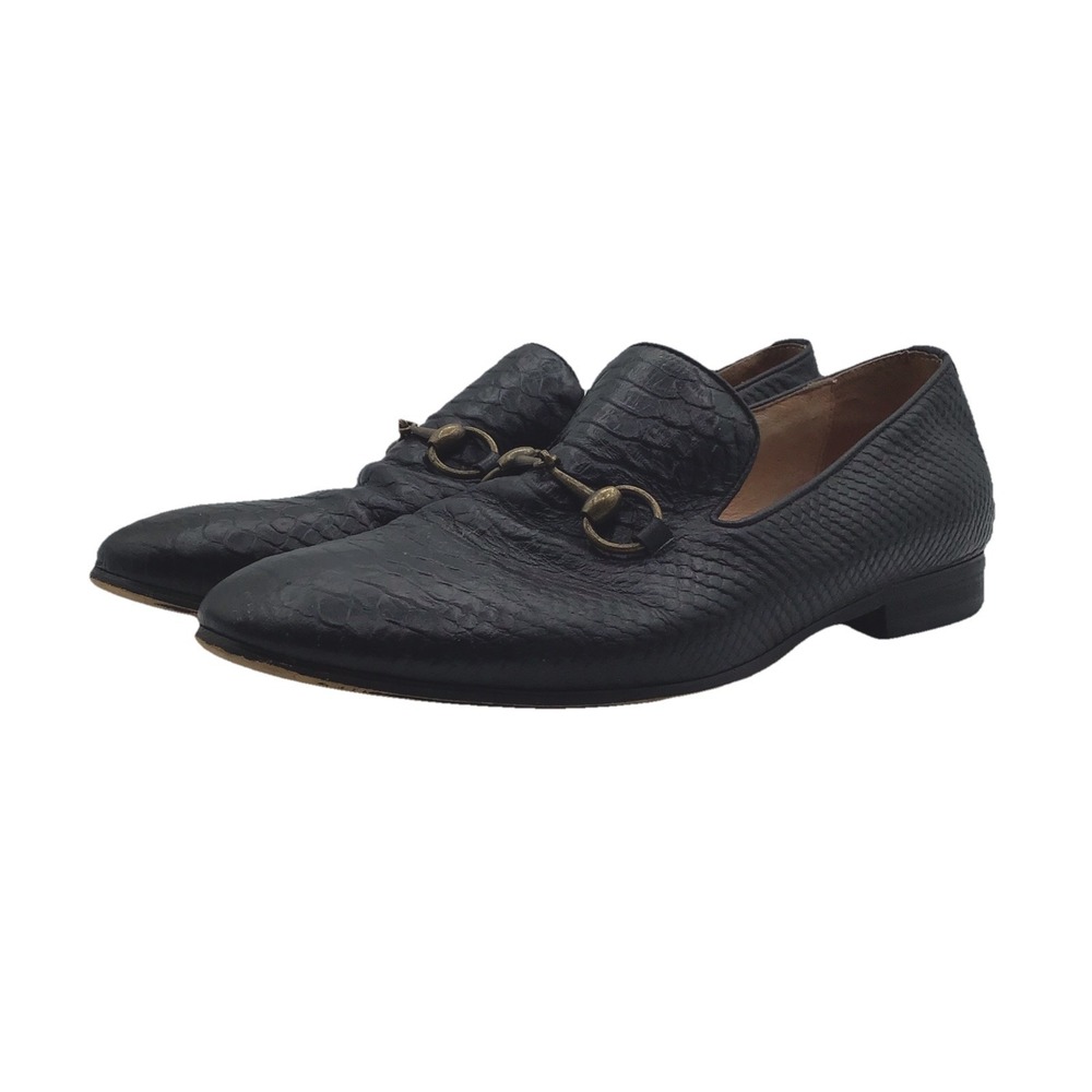 Gucci Horsebit Python Embossed Leather Loafers Black Men's EU 43